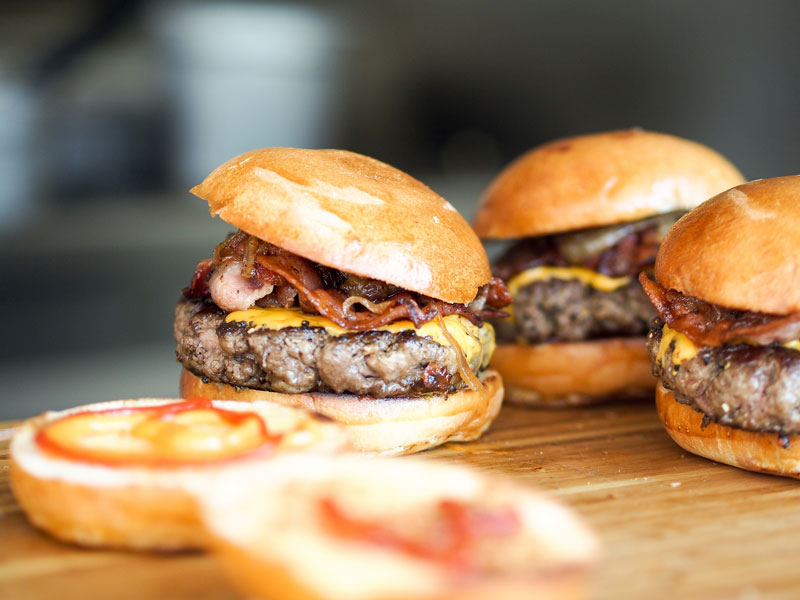 a thick, handmade burger