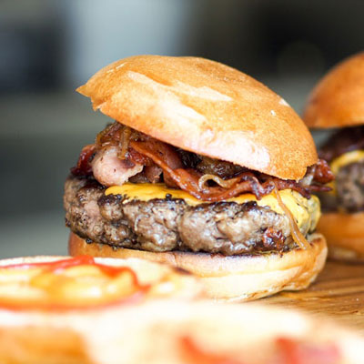 a thick, handmade burger