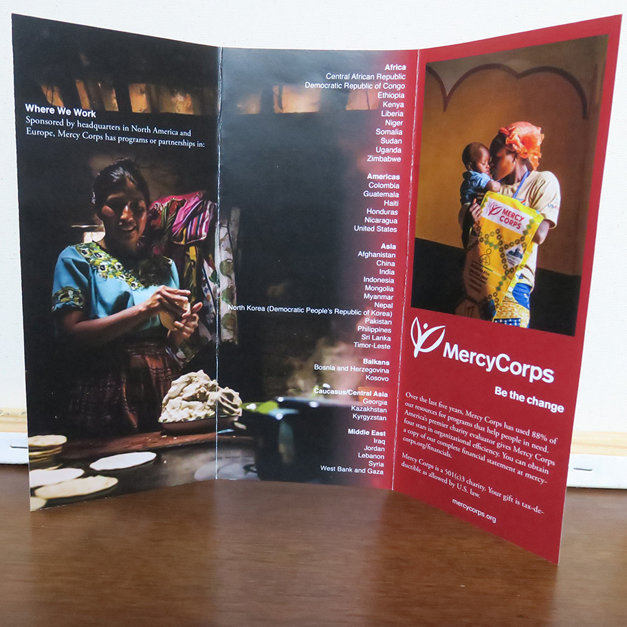 The trifold brochure opened completely.